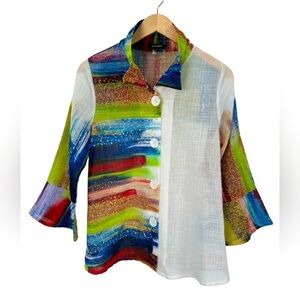 Damee Inc Colorful Abstract Two-Tone Blazer Jacket